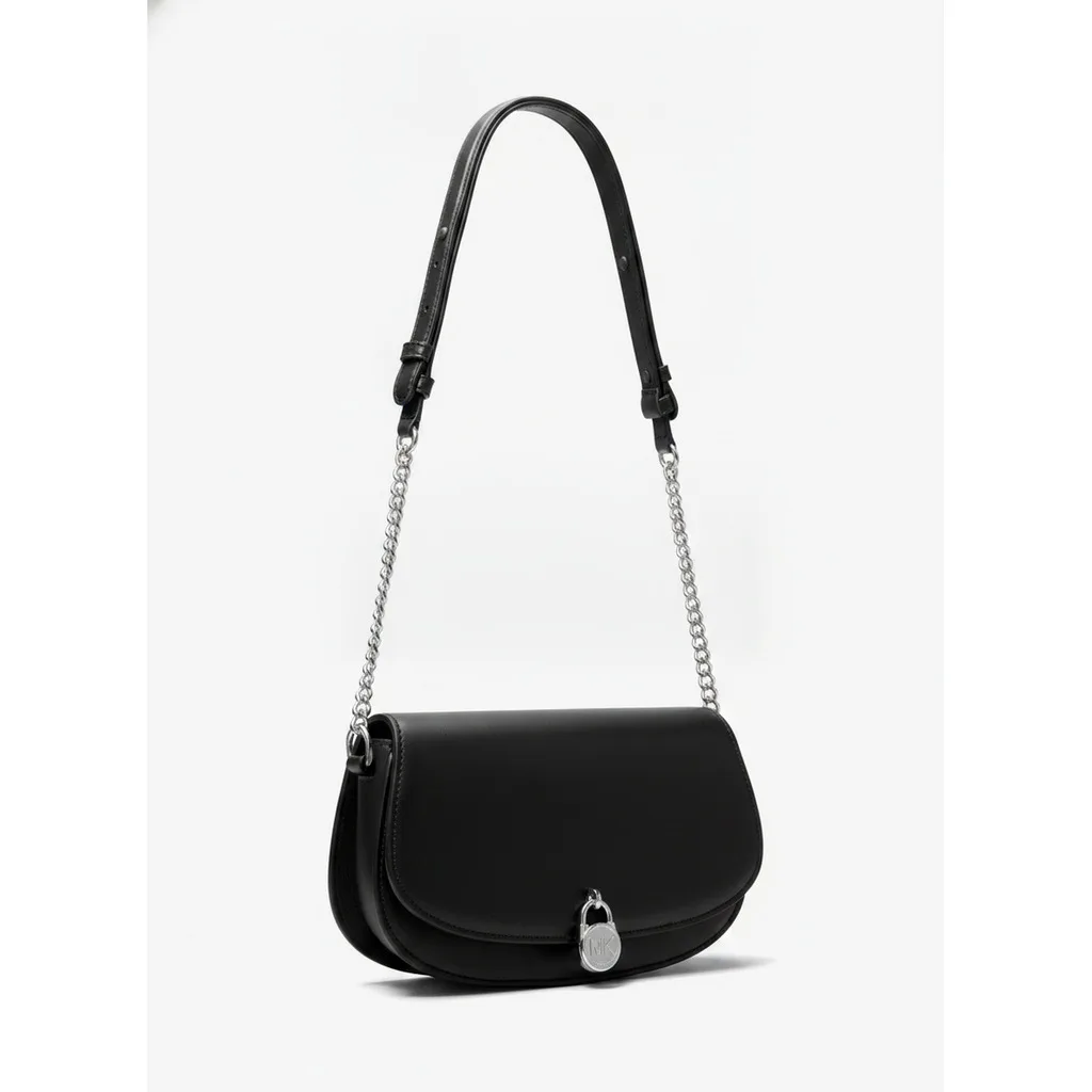 Mila Black Leather Saddle Crossbody Bag