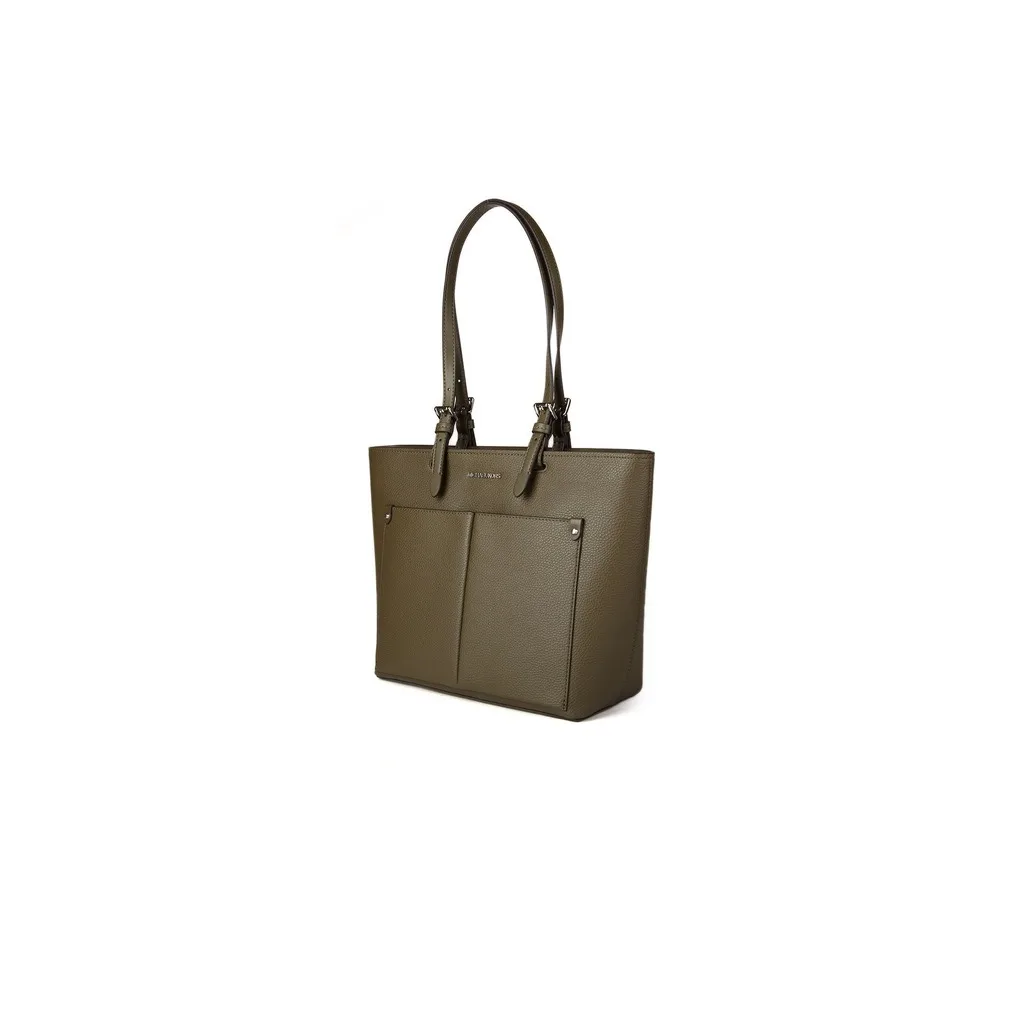 Jet Set Travel Medium Dbl Pocket Tote Non-Leather Vegan Material