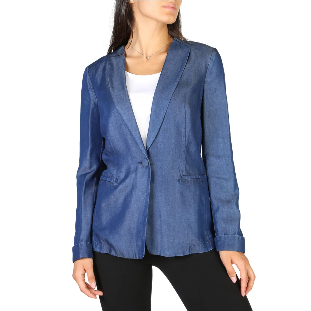 Emporio Armani Damen Klassische Jacke Blau Herbst/Winter