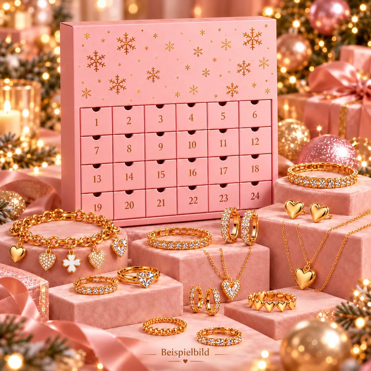 Schmuck Adventskalender in Gold/Silber